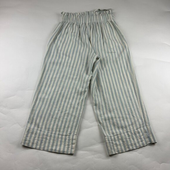 Madewell Light Blue Stripe Linen Blend Huston Relaxed Leg Cropped Pant M - Picture 7 of 8